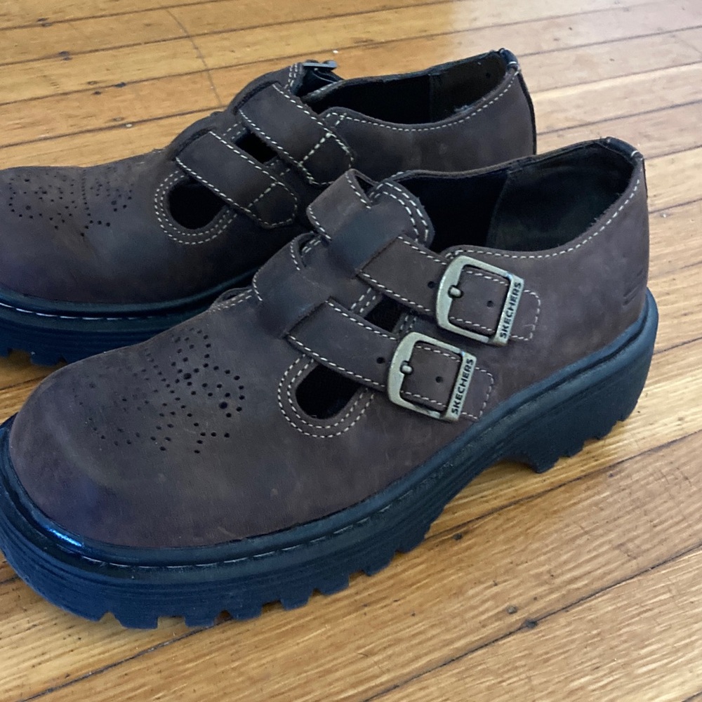 Skechers Brown Double-Strap Mary Jane Shoes - Picture 2 of 2